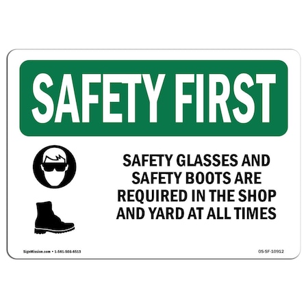 Signmission OSHA Sign, Glasses And Boots W/ Symbol, 10in X 7in Decal, 10" W, 7" H, Landscape OS-SF-D-710-L-10912
